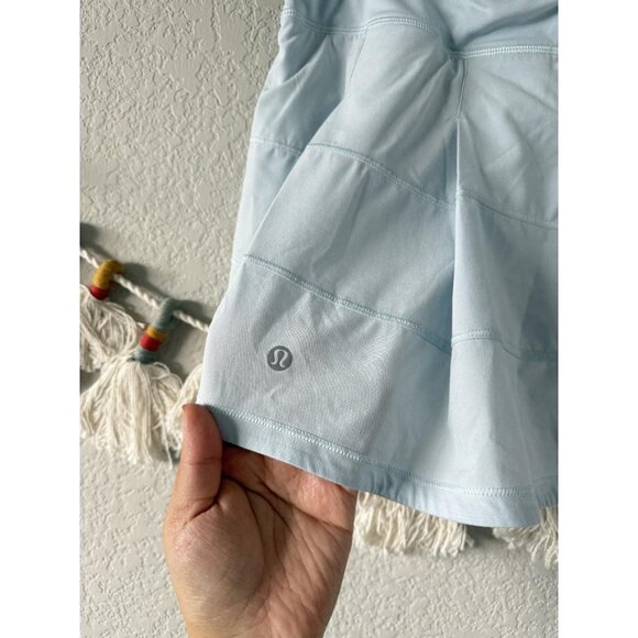 Lululemon Pace Rival Mid Rise Pleated Lined Skort Yoga Run Pilates Light Blue 10 - Picture 6 of 8